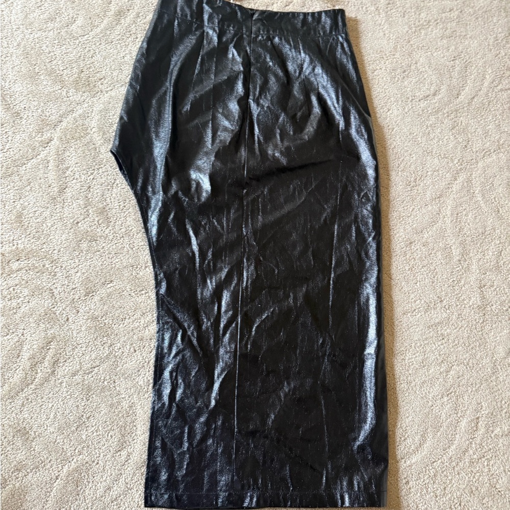 Boohoo Shiny Black Pencil Skirt